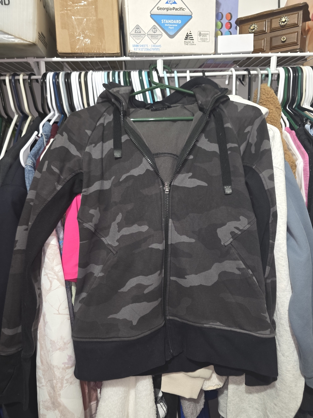 Athleta Black & Gray Camo Full Zip Hoodie Jacket
